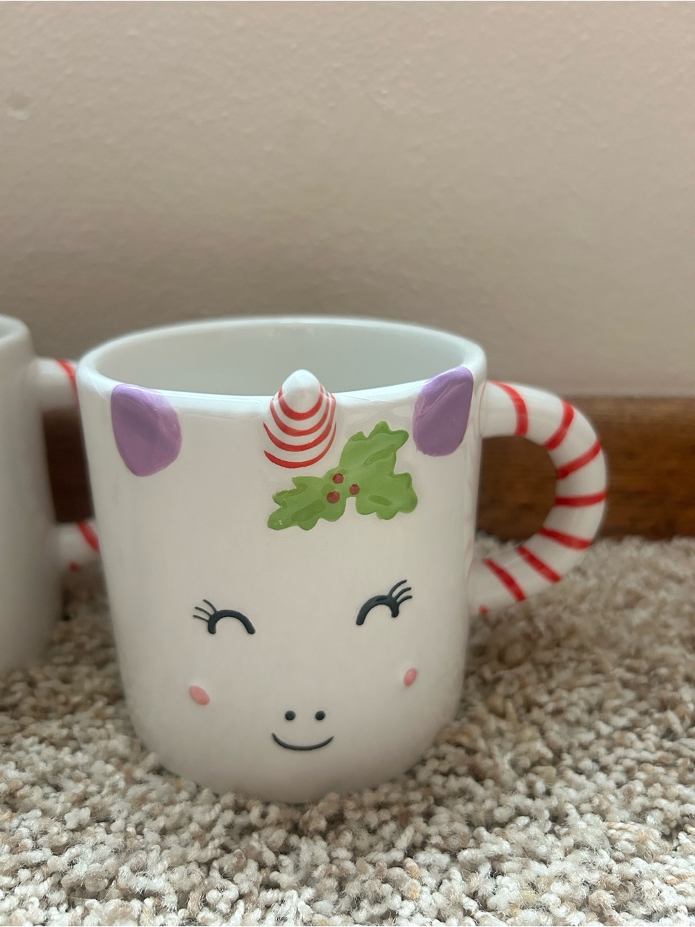 Holiday Unicorn Ceramic Mugs - White with Purple Accents - Picture 2 of 2